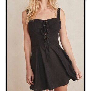 NEW Free People Intimate M Corset Lace Up Mini Black Holiday Party Dress Stretch